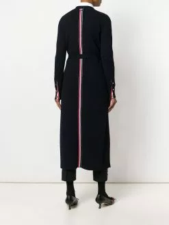 Thom Browne Half-and-half Rib Knit Striped Long Cardigan