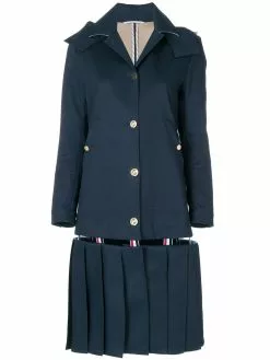 Thom Browne Low-Slung Pleated Mackintosh Overcoat
