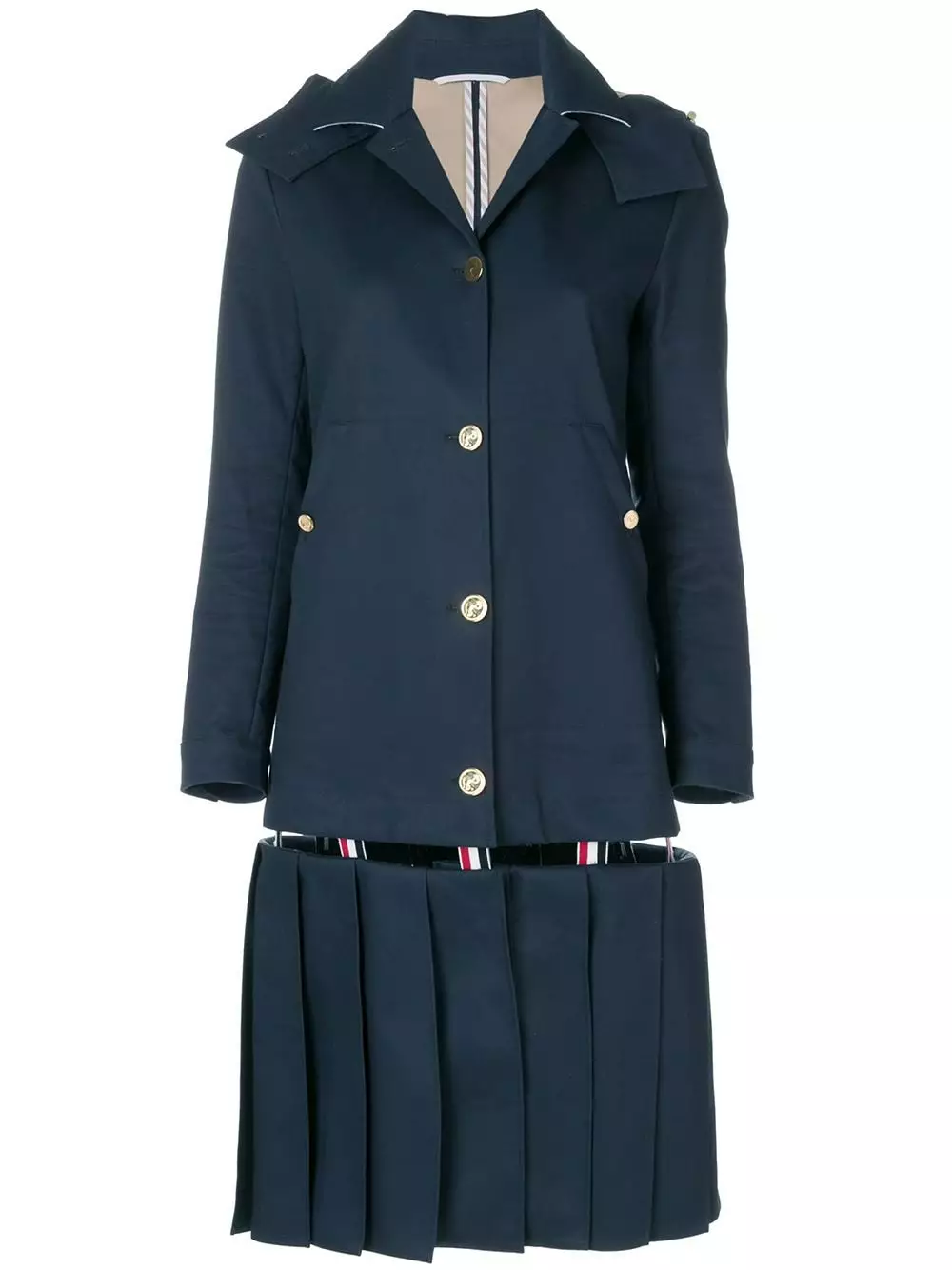 Thom Browne Low Slung Pleated Mackintosh Overcoat single breasted coats of women 1 Thom Browne Low-Slung Pleated Mackintosh Overcoat