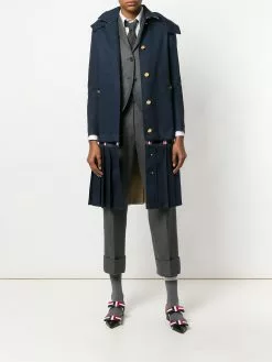 Thom Browne Low-Slung Pleated Mackintosh Overcoat