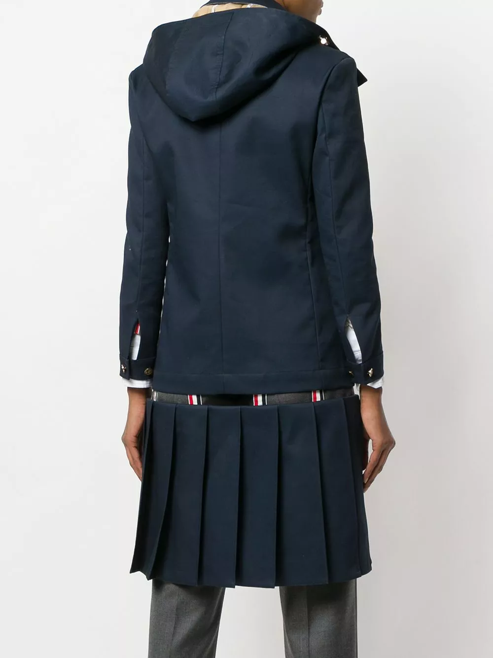 Thom Browne Low Slung Pleated Mackintosh Overcoat single breasted coats of women 4 Thom Browne Low-Slung Pleated Mackintosh Overcoat