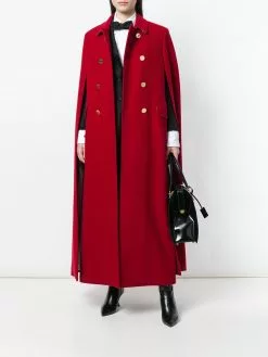 Thom Browne High-Button Pintuck Double-Breasted Cape In Pilot Cloth Melton