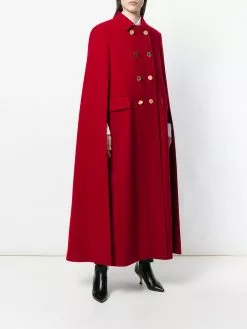 Thom Browne High-Button Pintuck Double-Breasted Cape In Pilot Cloth Melton