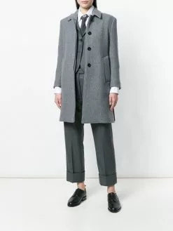 Thom Browne Unlined Bal Collar Overcoat In Boiled Wool