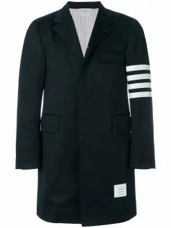 Thom Browne Unconstructed 4-Bar Stripe Classic Chesterfield Overcoat