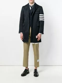 Thom Browne Unconstructed 4-Bar Stripe Classic Chesterfield Overcoat