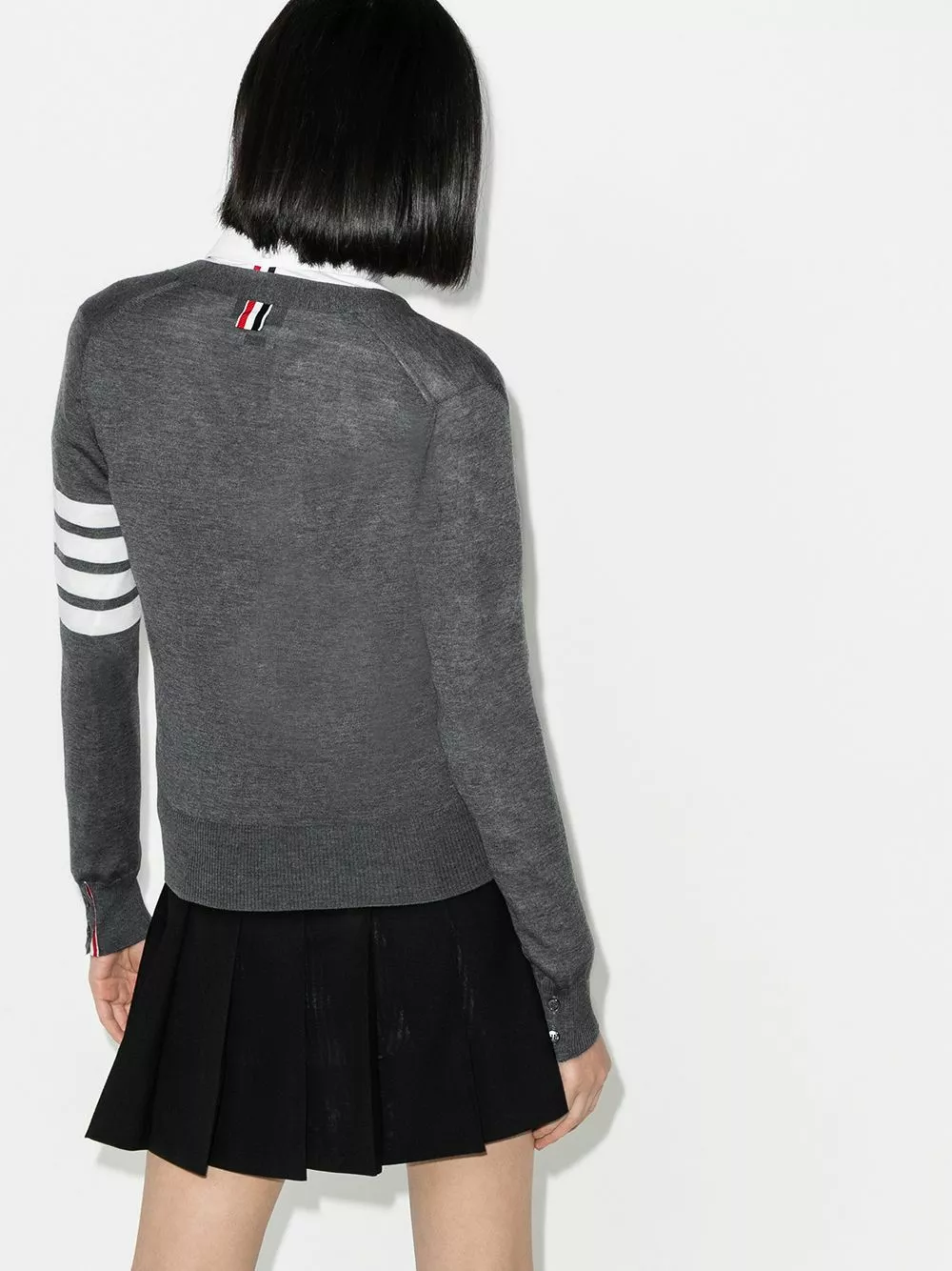 Thom Browne Milano Stitch V Neck Merino Cardigan cardigans of women 3 Thom Browne Milano Stitch V-Neck Merino Cardigan