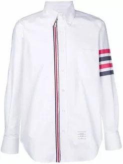 Thom Browne 4-Bar Zip-Front Oxford Shirt