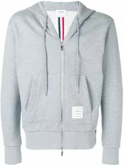 Thom Browne Center-Back Stripe Zip-Up Hoodie
