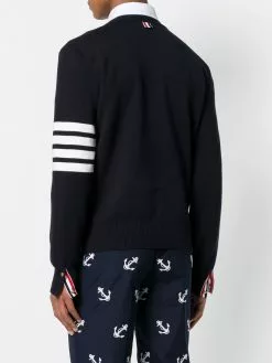 Thom Browne 4-Bar Milano Stitch V-Neck Pullover
