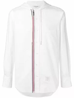 Thom Browne Hooded Zip-Front Oxford Shirt