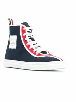 Thom Browne 4-Bar Paper Label Hi-Top Trainer