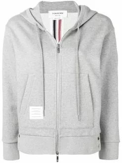 Thom Browne Center-Back Stripe Zip-Up Hoodie