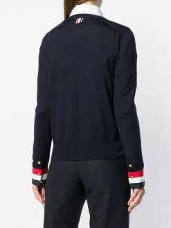 Thom Browne Grosgrain Cuff Wool Cardigan