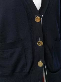 Thom Browne Grosgrain Cuff Wool Cardigan