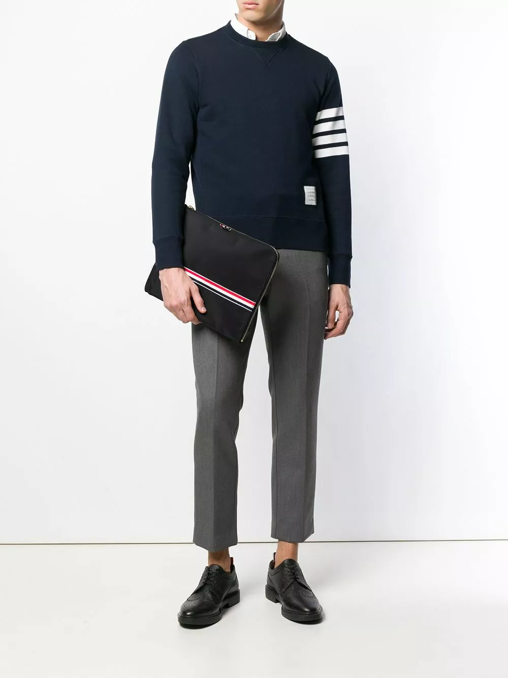 Thom Browne Rwb Webbing Large Gusset Folio clutch bags of men 2 Thom Browne Rwb Webbing Large Gusset Folio