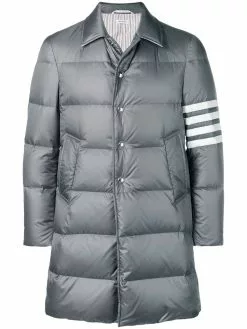 Thom Browne 4-bar Matte Nylon Bal Collar Overcoat