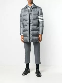Thom Browne 4-bar Matte Nylon Bal Collar Overcoat