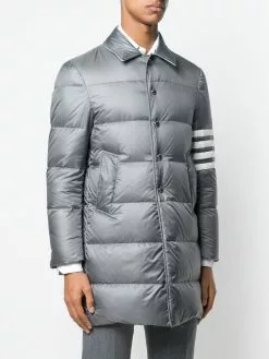 Thom Browne 4-bar Matte Nylon Bal Collar Overcoat