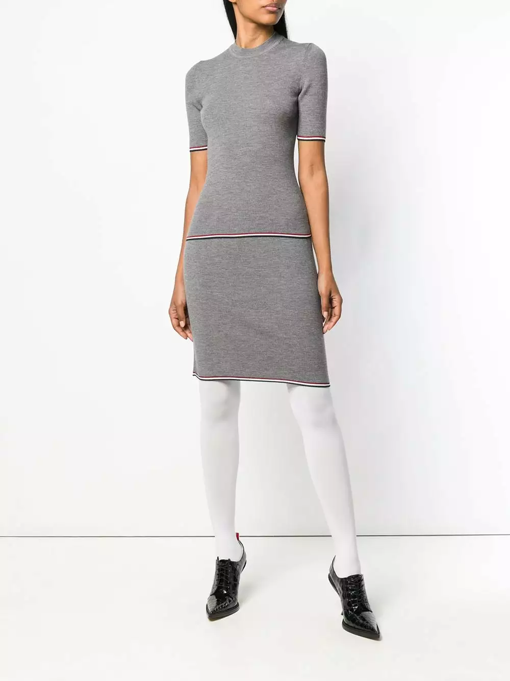 Thom Browne RWB trim ribbed T shirt knitted tops of women 2 Thom Browne RWB-trim ribbed T-shirt