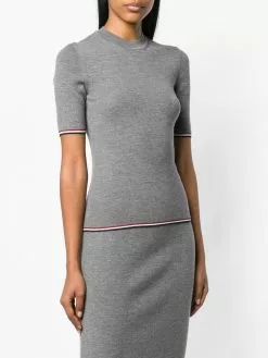 Thom Browne RWB trim ribbed T shirt knitted tops of women 7 Thom Browne RWB-trim ribbed T-shirt