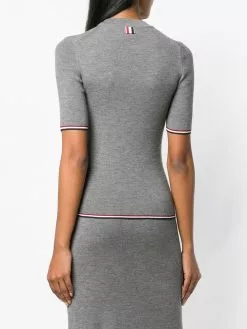 Thom Browne RWB trim ribbed T shirt knitted tops of women 8 Thom Browne RWB-trim ribbed T-shirt