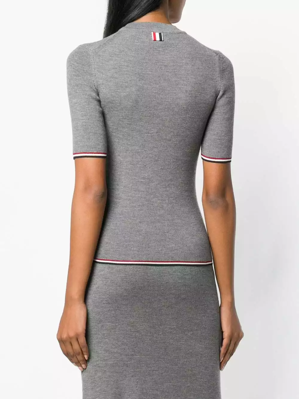 Thom Browne RWB trim ribbed T shirt knitted tops of women 4 Thom Browne RWB-trim ribbed T-shirt