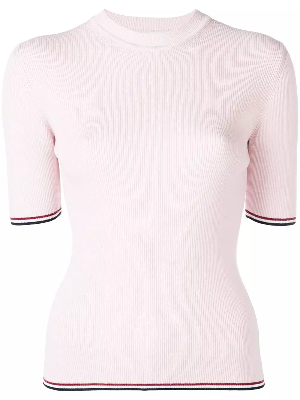 Thom Browne RWB stripe ribbed T shirt knitted tops of women 1 Thom Browne RWB-stripe ribbed T-shirt