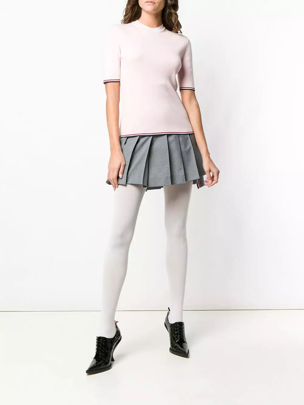 Thom Browne RWB stripe ribbed T shirt knitted tops of women 2 Thom Browne RWB-stripe ribbed T-shirt