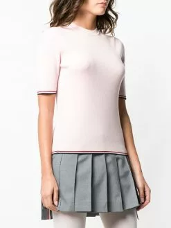 Thom Browne RWB stripe ribbed T shirt knitted tops of women 7 Thom Browne RWB-stripe ribbed T-shirt
