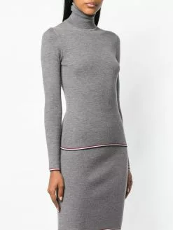 Thom Browne RWB tipping stripe merino turtleneck jumper