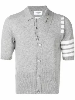Thom Browne 4-bar 2-in-1 Cashmere Half-vest Polo