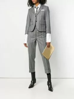 Thom Browne solid poplin tuxedo shirt