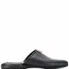Thom Browne grosgrain tab pebbled slippers