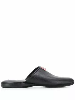 Thom Browne grosgrain tab pebbled slippers