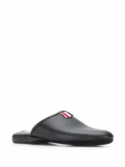 Thom Browne grosgrain tab pebbled slippers