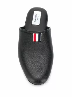 Thom Browne grosgrain tab pebbled slippers
