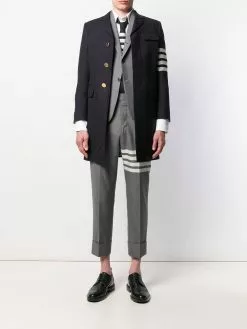 Thom Browne 4-Bar plain weave suiting overcoat
