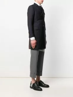 Thom Browne 4-Bar plain weave suiting overcoat
