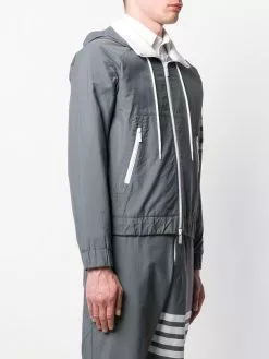 Thom Browne 4 Bar ripstop zip up hoodie lightweight jackets of men 9 Thom Browne 4-Bar ripstop zip-up hoodie