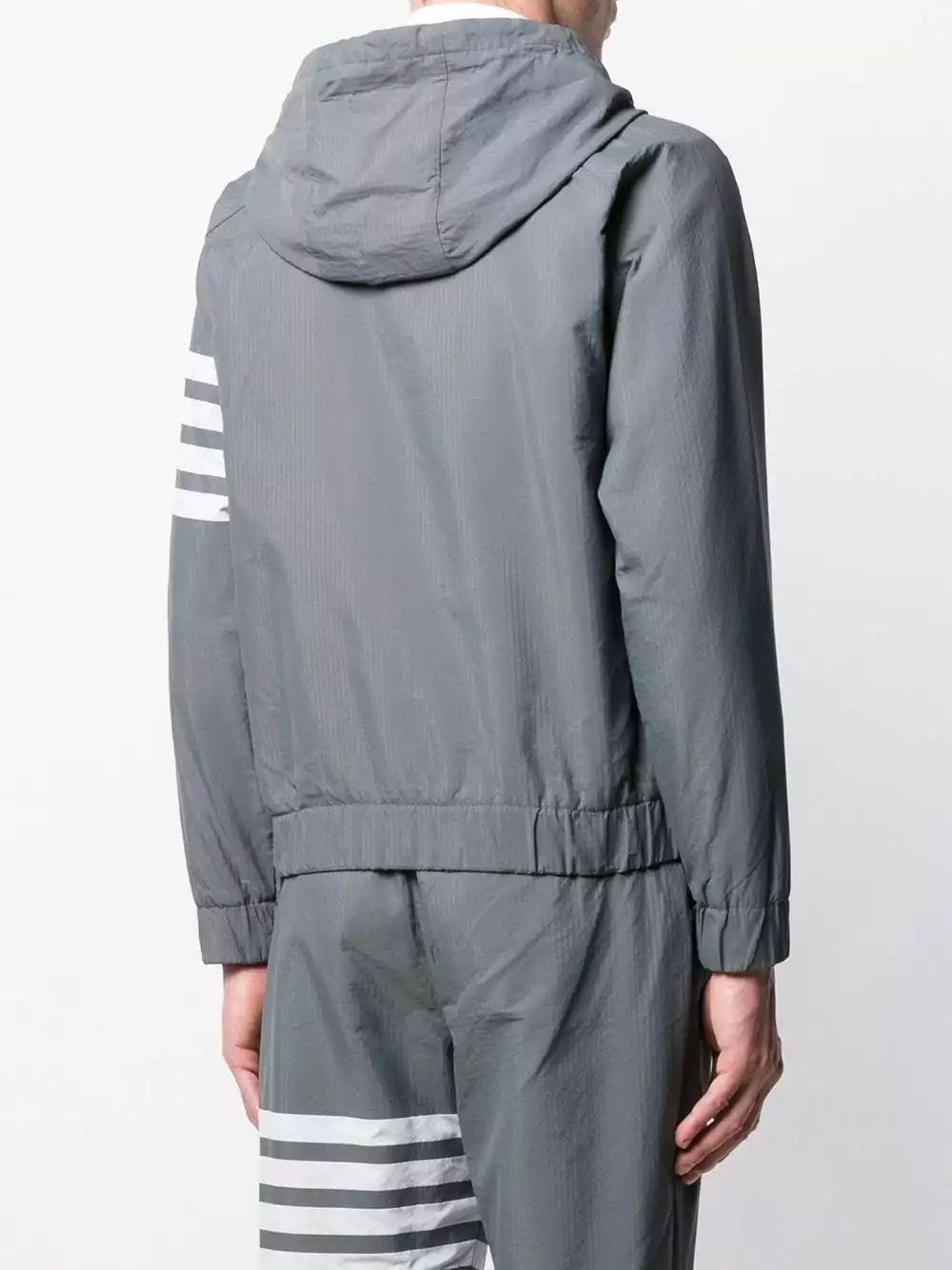 Thom Browne 4 Bar ripstop zip up hoodie lightweight jackets of men 4 Thom Browne 4-Bar ripstop zip-up hoodie