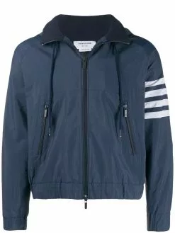Thom Browne 4-Bar ripstop zip-up hoodie