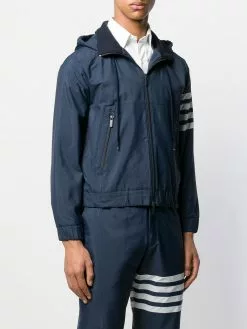 Thom Browne 4-Bar ripstop zip-up hoodie