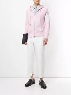 Thom Browne 4-Bar loopback zip-up hoodie