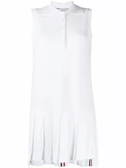 Thom Browne RWB stripe sleeveless pleated tennis dress