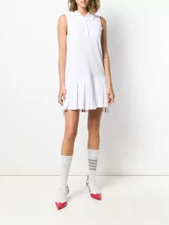 Thom Browne RWB stripe sleeveless pleated tennis dress