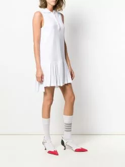 Thom Browne RWB stripe sleeveless pleated tennis dress