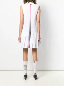 Thom Browne RWB stripe sleeveless pleated tennis dress