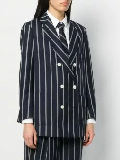 Thom Browne Vertical stripe sack jacket double breasted & peacoats of women 7 Thom Browne vertical-stripe sack jacket
