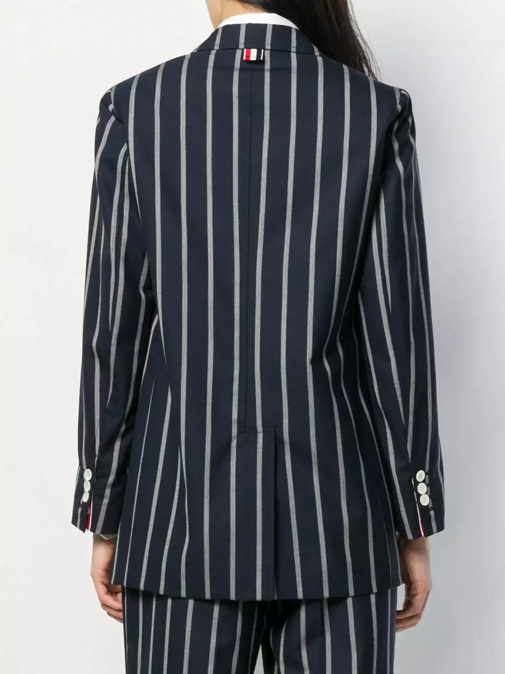 Thom Browne Vertical stripe sack jacket double breasted & peacoats of women 4 Thom Browne vertical-stripe sack jacket